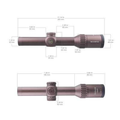 Фото  Continental X6 1-6x24 Tactical, 30 мм, сетка BDC VEC, цвет FDE (темная земля), тактические барабаны, азотозаполненный,подсветка красным  (SCOC-34)