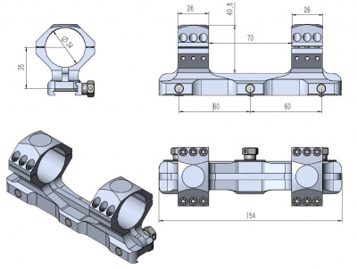 Кронштейн-моноблок Vector Optics D34mm 20MOA, на Weaver, 6 винтов (SCTM-61) на винтах — интернет-магазин «Комбат»