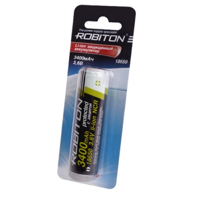 Аккумулятор ROBITON 3.4/Li 18650 с защитой — интернет-магазин «Комбат»