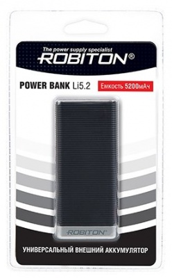 Универсальный внешний аккумулятор ROBITON POWER BANK Li5.2-K 5200мАч (BL1 245-638) — интернет-магазин «Комбат»