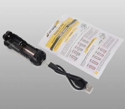 Зарядное устройство Armytek Handy C1 Pro / 1 канальное ЗУ / LED индикация / Вход 5V MicroUSB / Выход 1A / Powerbank 2,5A — интернет-магазин «Комбат»