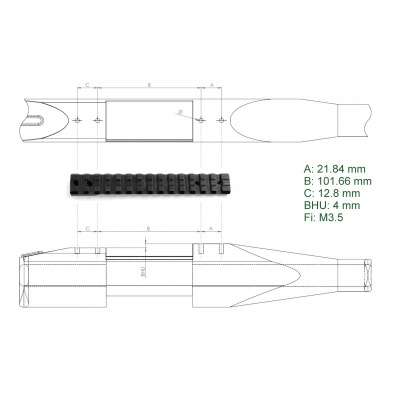 Планка APEL на Mauser M12 E=101,7 - Picatinny (83-00098) — интернет-магазин «Комбат»