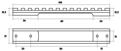 Планка Роза ветров Picatinny стальная КС-ЦВ SABATTI ROVER 870  SA 140 мм — интернет-магазин «Комбат»