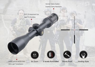 Фото  Continental X6 1.5-9x42 Hunting, сетка L4a, 30 мм, азотозаполненный, с подсветкой  (SCOM-23)